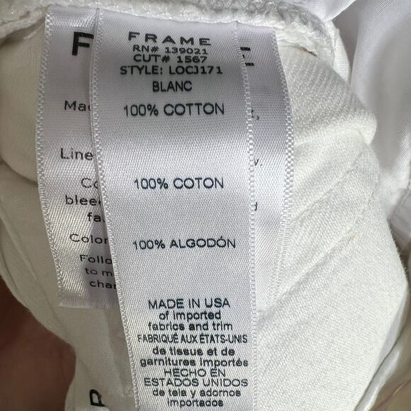 Frame Le Oversized Cuffed Jeans Womens Size 29 White High Waist LOCJ171 - Picture 6 of 6